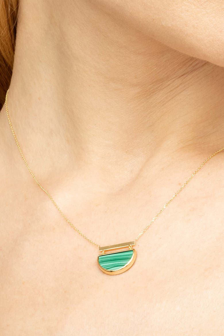 14K Gold Better Half Necklace, Alternate, color, Gold/Green Malachite
