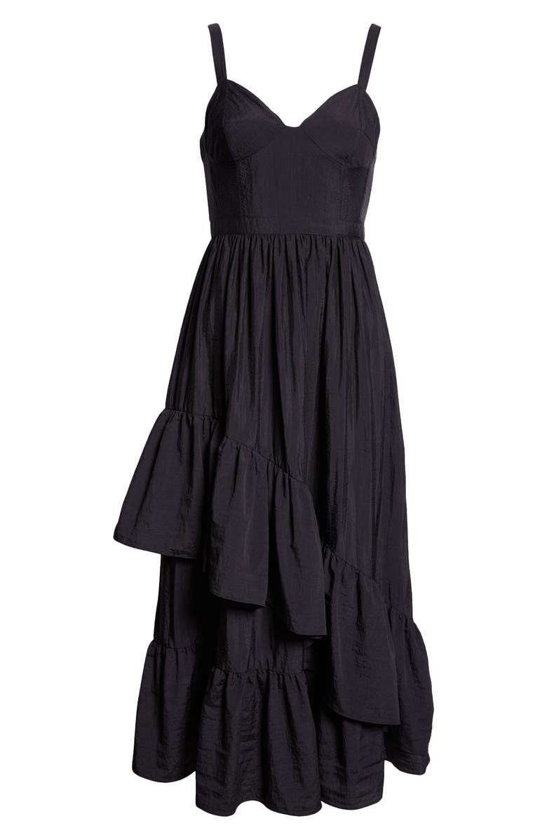 Cinq à Sept Amy Ruffle Asymmetric Dress, Alternate, color, Black