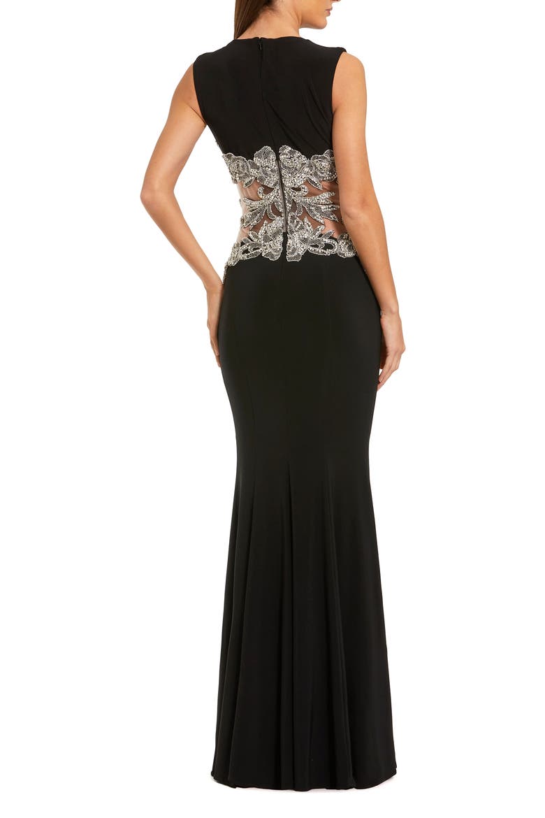 Jersey Sleeveless Gown With Beaded Waist Detail, Alternate, color, Black
