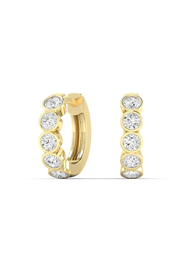 Bezel Lab Diamond Huggie in 14K Gold, Main, color, Yellow Gold