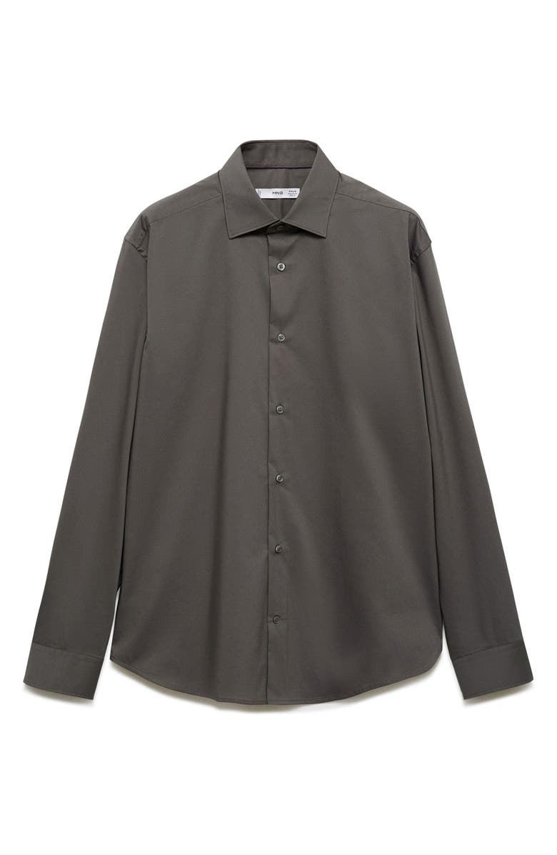 MANGO Regular Fit Stretch Poplin Button-Up Shirt, Alternate, color, Grey