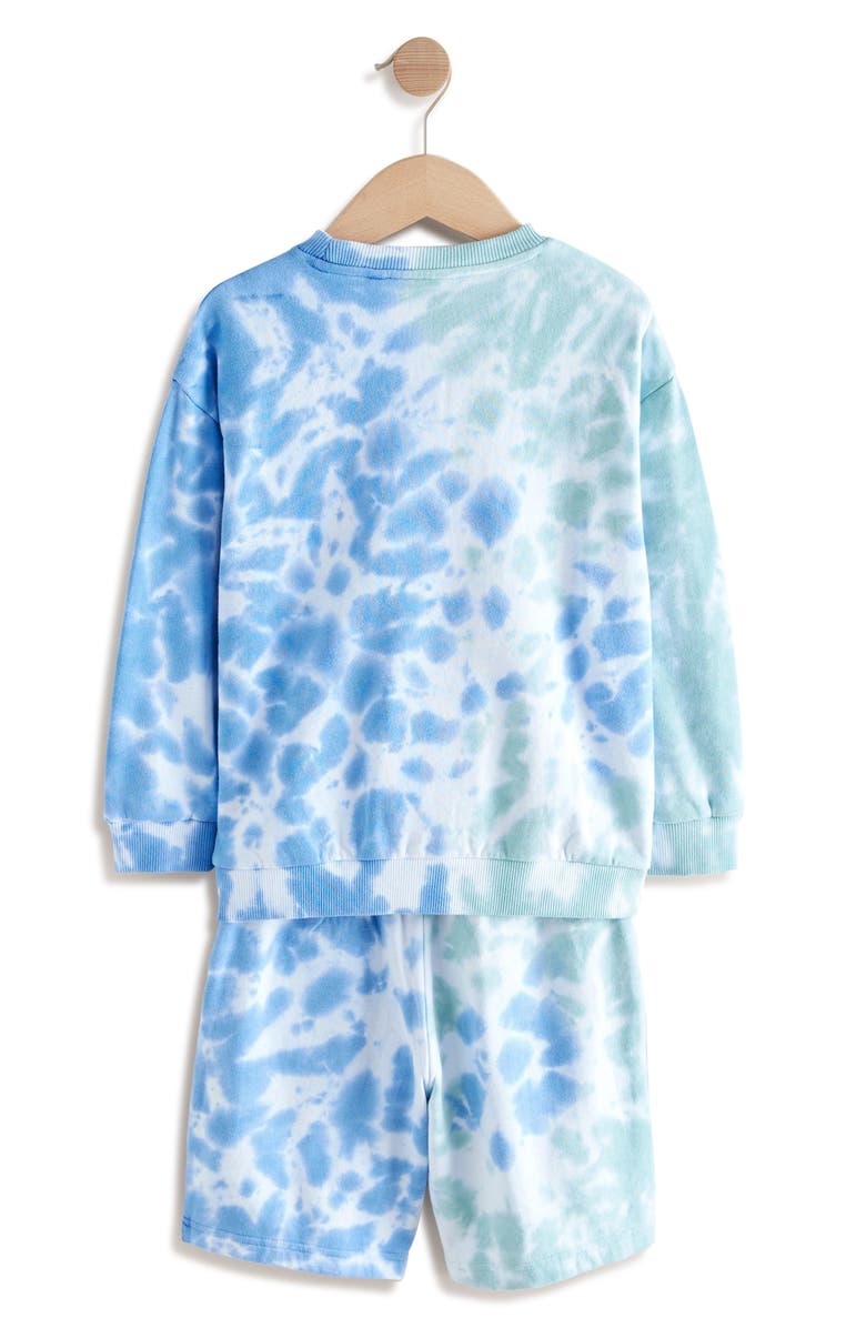 NEXT Kids' Tie Dye Cotton Sweatshirt & Shorts Set, Alternate, color, Blue
