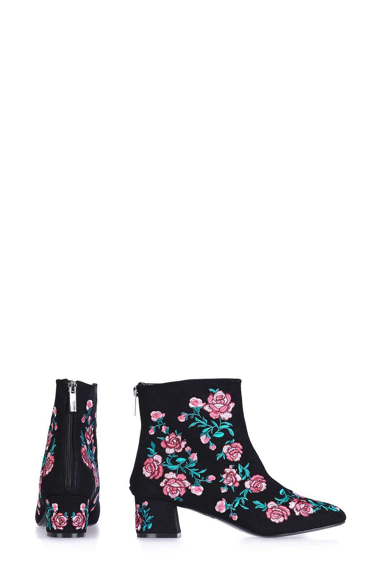 Topshop Blossom Embroidered Bootie, Alternate, color, 