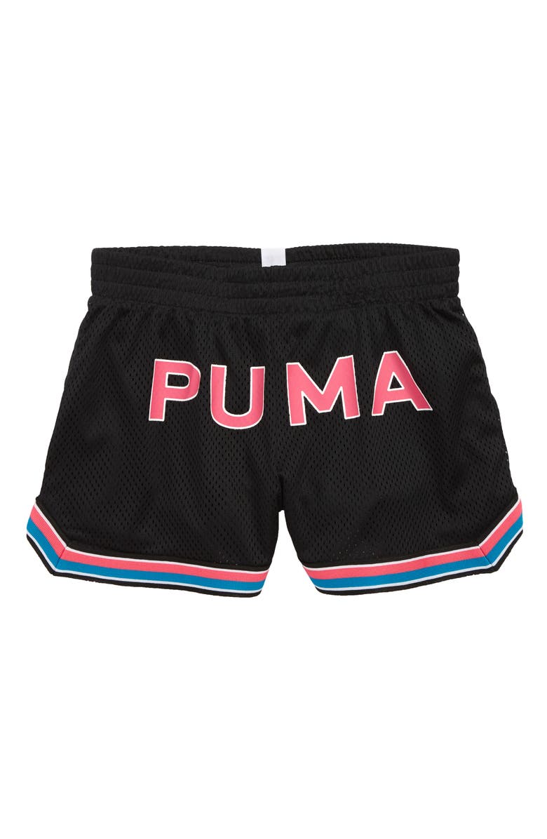 PUMA Logo Mesh Shorts, Main, color, 