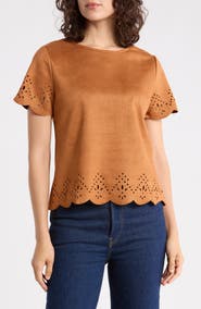 Forgotten Grace Laser Cut Faux Suede Top