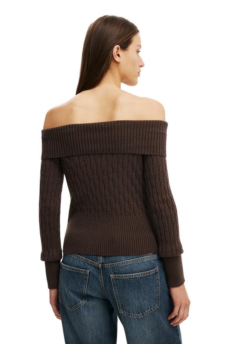 Women's Lotus Off Shoulder Knit, Alternate, color, Dark Oak
