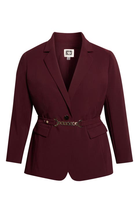 One-Button Notch Collar Blazer