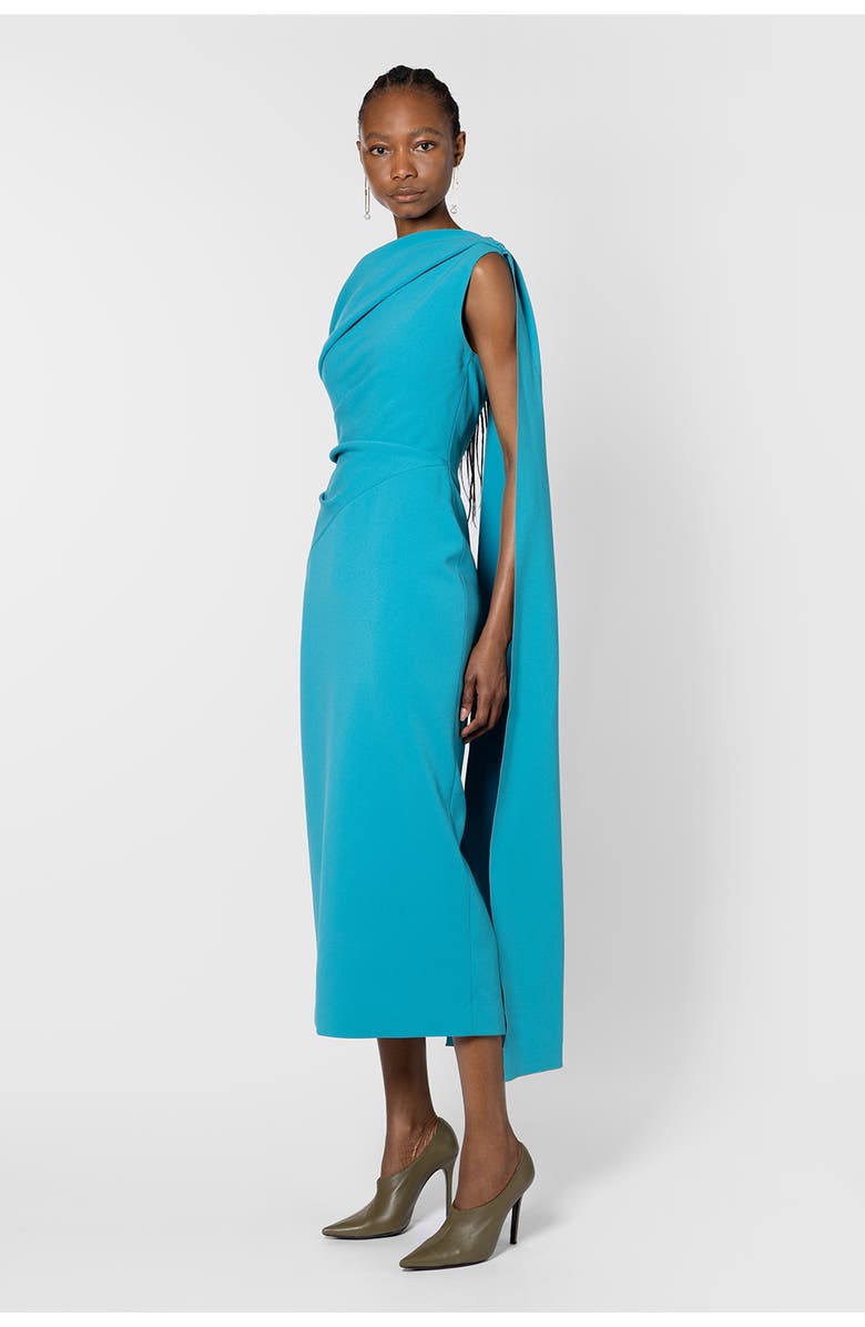 Roksanda Maite One Shoulder Midi Dress, Alternate, color, Azure