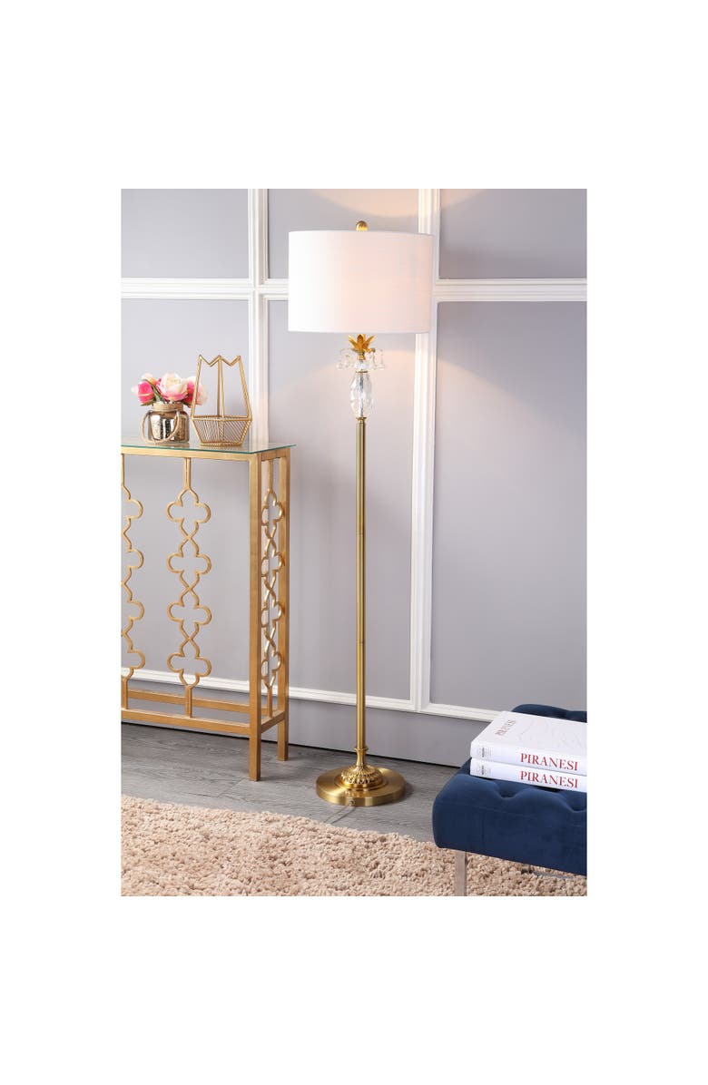 JONATHAN Y Adalyn Crystal / Metal LED Floor Lamp, Alternate, color, Clear/Brass Gold