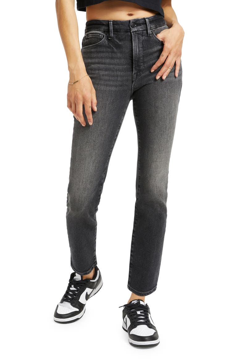 Good Classic Ankle Straight Leg Jeans, Main, color, BLACK308