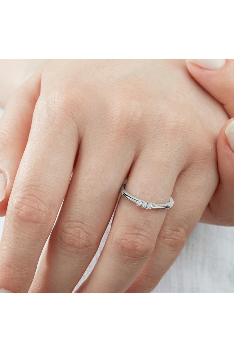 Delicate Diamond 3-Stone Minimalist Anniversary Wedding Ring 14k Gold Lab Grown, Alternate, color, 14k Rose Gold