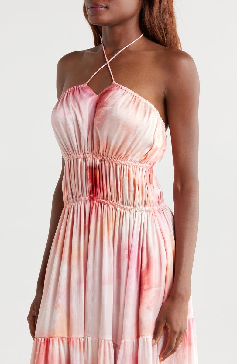 BOAMAR Pia Print Halter Cover-Up Maxi Dress, Alternate, color, Flora