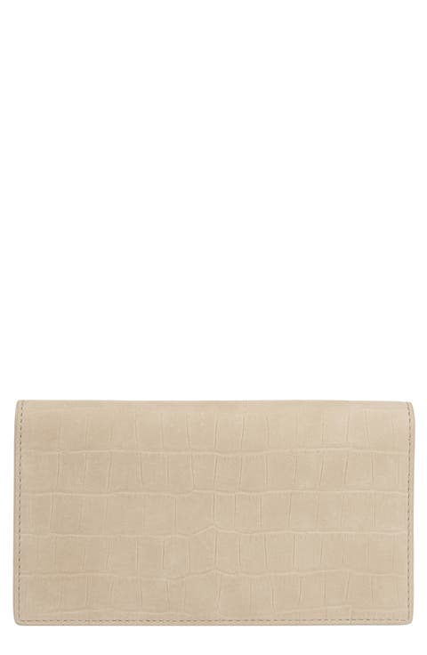 Continental Croc Embossed Nubuck Leather Wallet