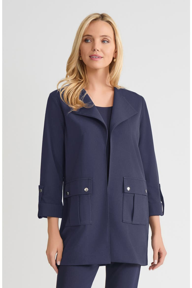 Heritage Lightweight Stretch Deco Crepe Wing Collar Jacket, Main, color, Indigo
