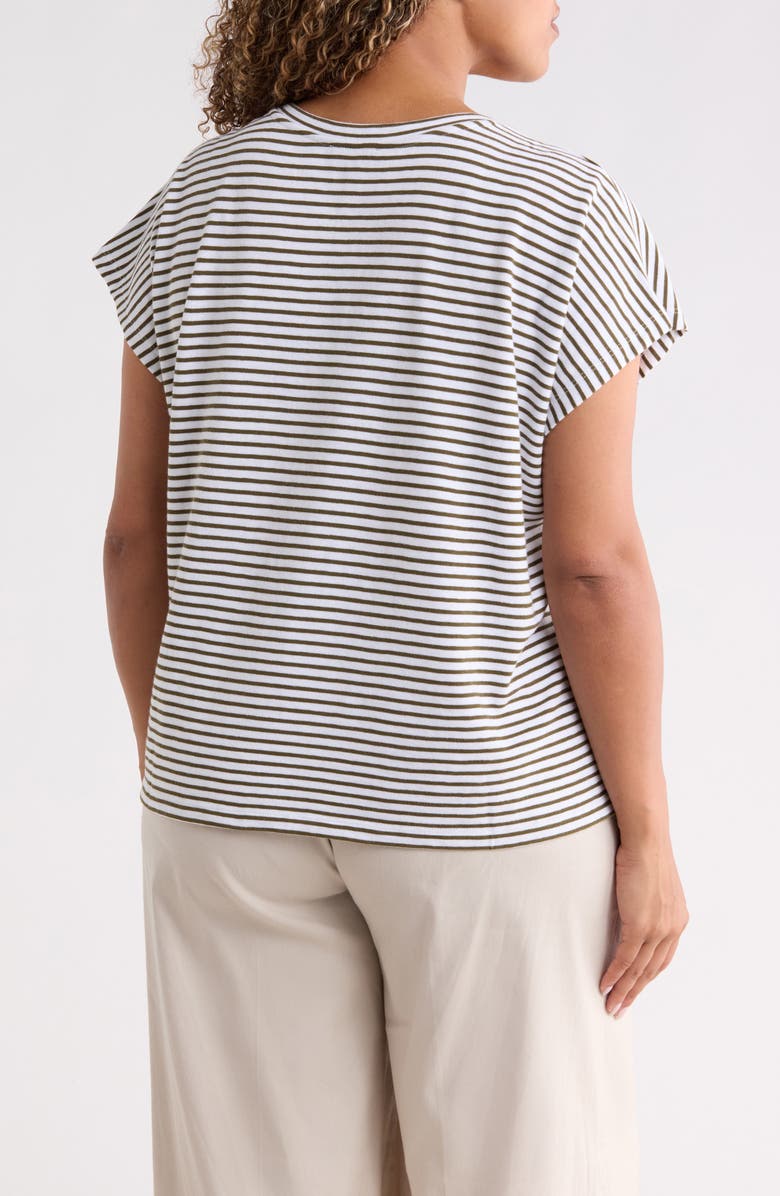 Eileen Fisher Stripe Crewneck Organic Cotton Top, Alternate, color, Olive