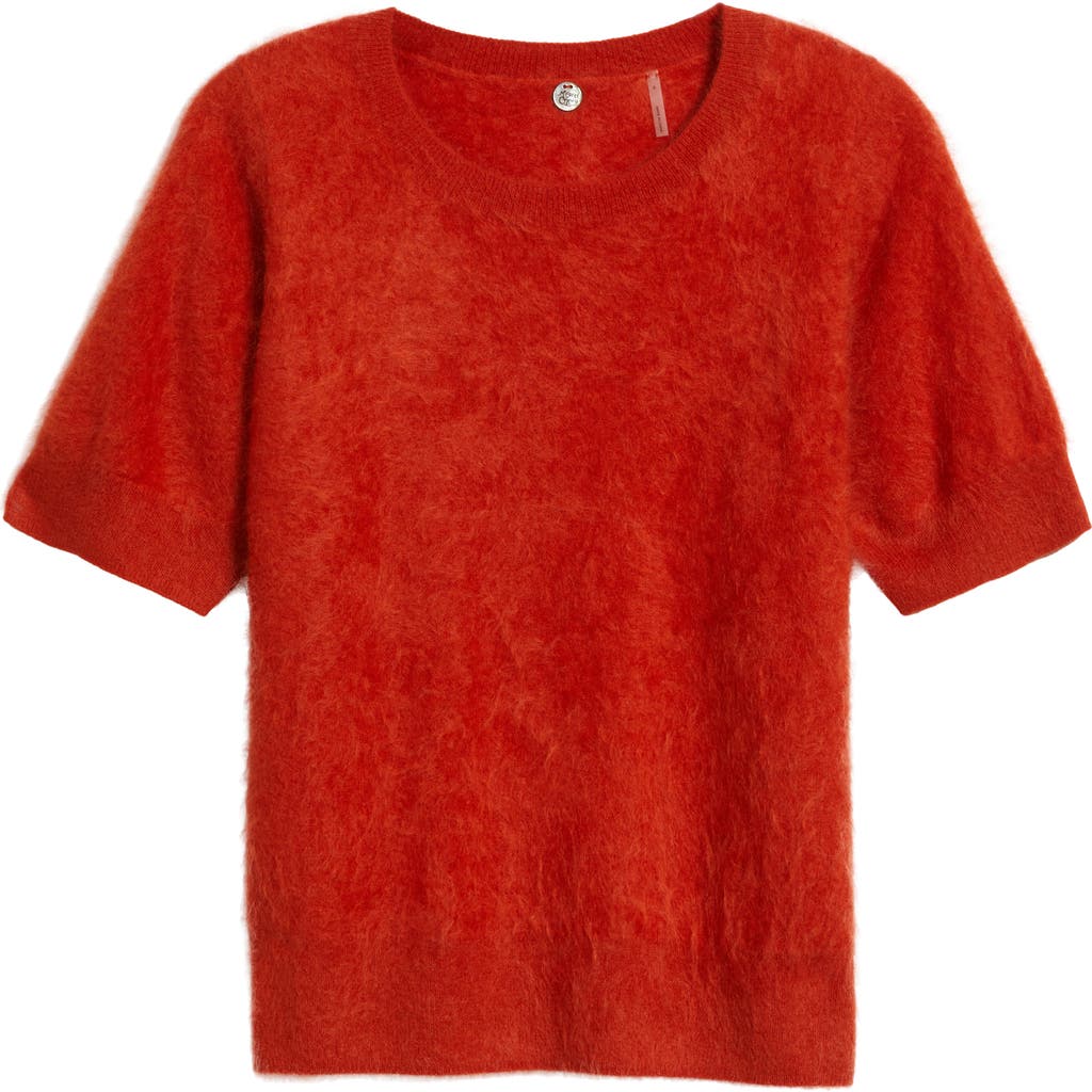 Margaret O'leary Brushed Cashmere Short Sleeve Sweater In Red