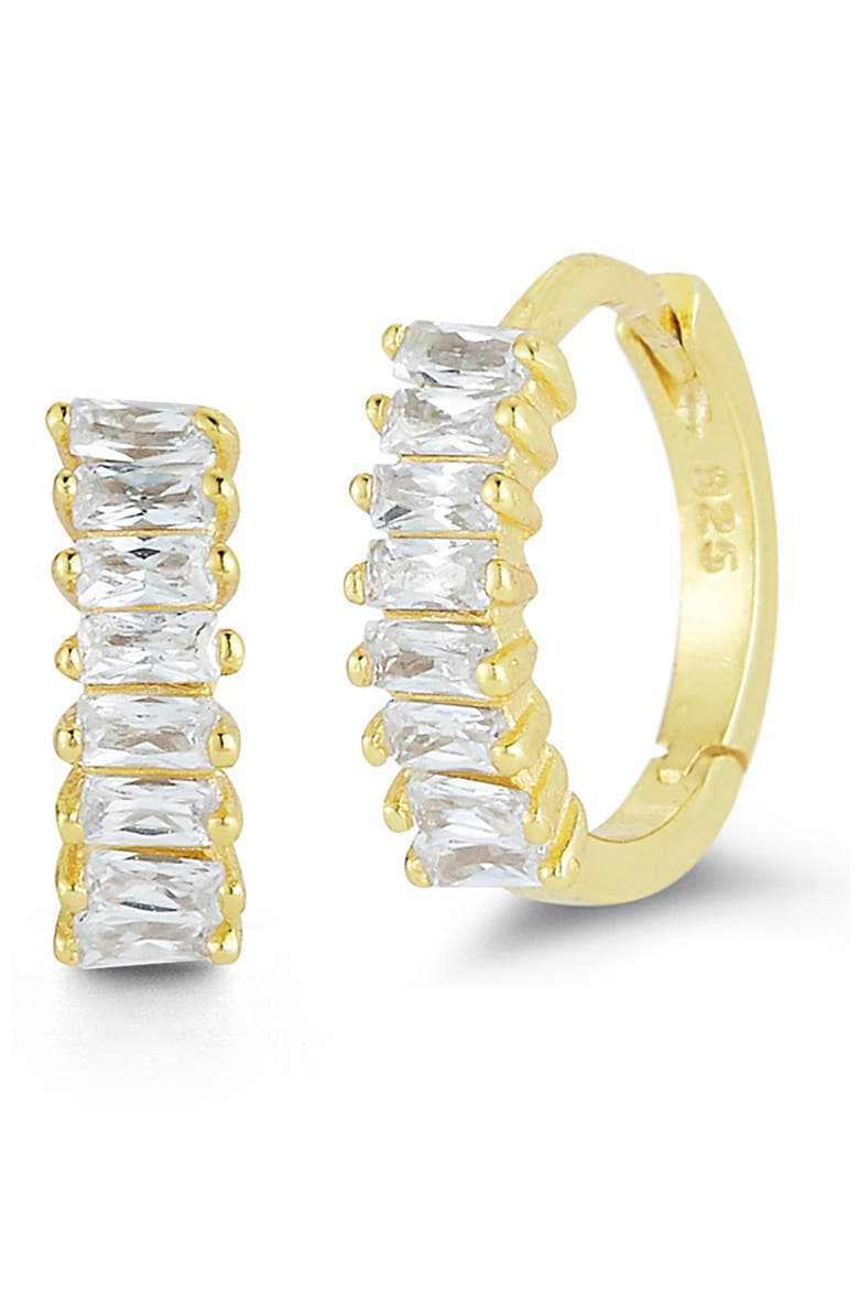 Yellow Gold Vermeil Baguette-Cut CZ Huggie Hoop Earrings, Main, color, YELLOW GOLD