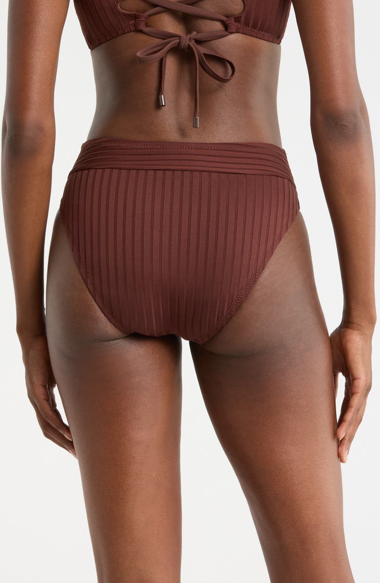 Sanctuary V-Front High Cut Bikini Bottoms, Alternate, color, Espresso