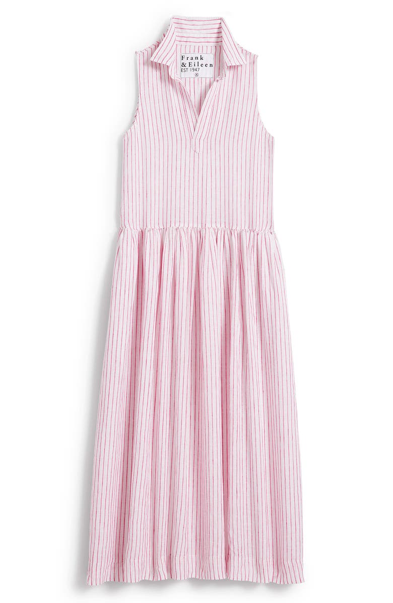 Frank & Eileen Stripe Linen Sleeveless Shirtdress, Main, color,