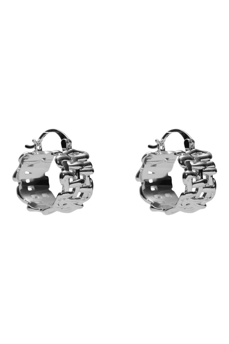 Textured Huggie Hoop Earrings, Main, color, SILVER