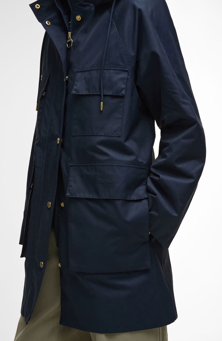 Barbour Khai Waterproof Hooded Raincoat, Alternate, color, Dark Navy/Rosemary Tartan