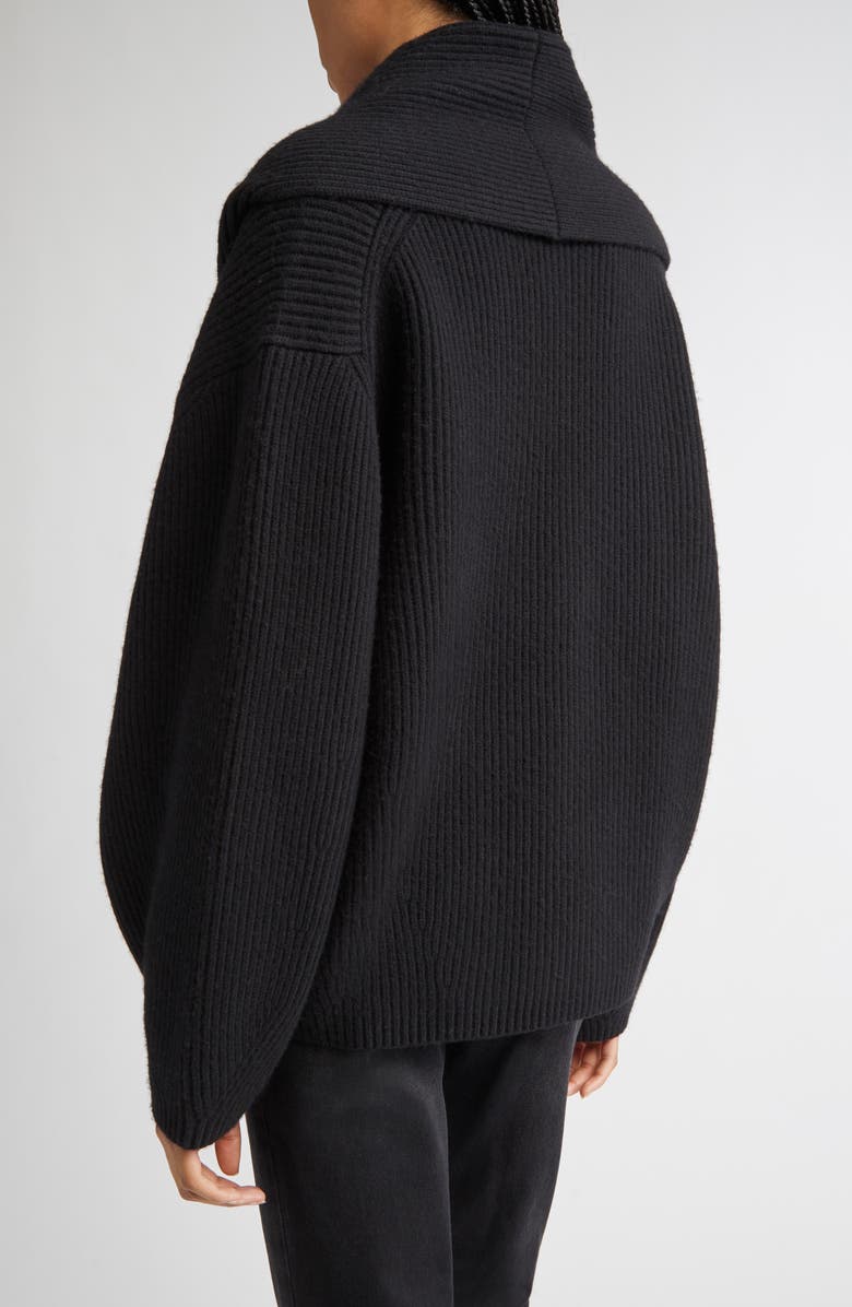 TOTEME Double Breasted Shawl Collar Wool Blend Rib Cardigan, Alternate, color,