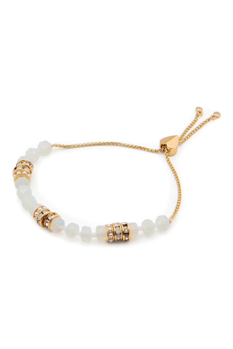 beaded imitation pearl bracelet, Main, color, WHITE/ GOLD