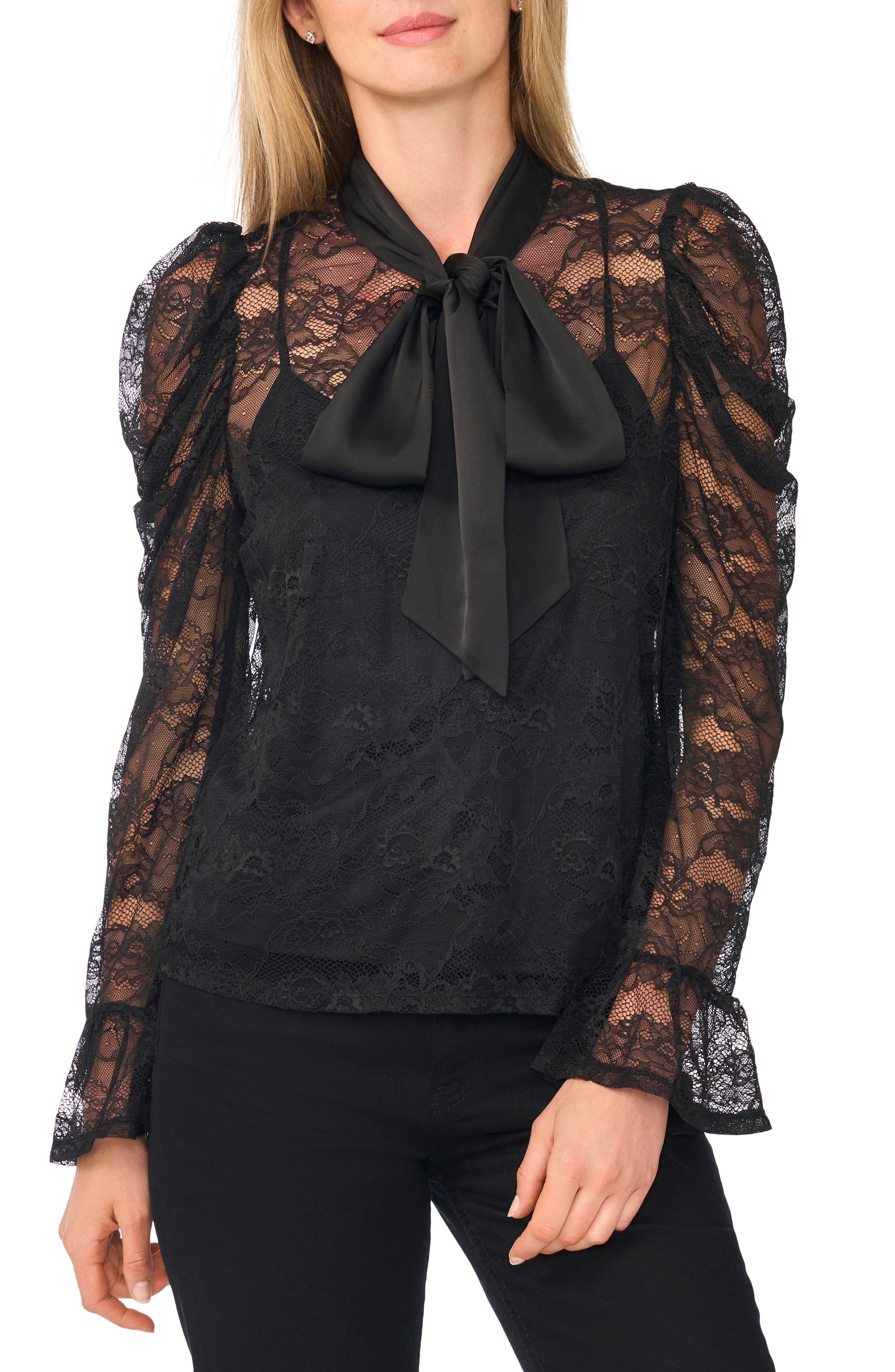 Lace Tie Neck Top