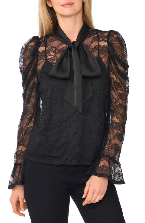 Lace Tie Neck Top
