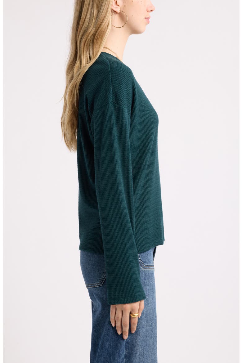 Waffle Knit Top, Alternate, color, GREEN PONDEROSA