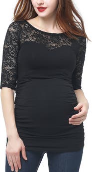 Kimi & Kai Maternity Lace Trim Top