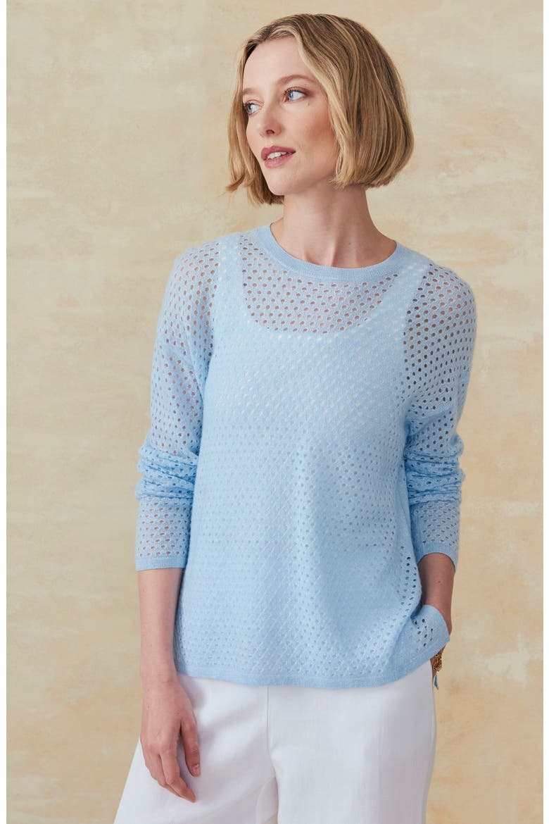 Philomena Open Knit Sweater, Alternate, color, SOFT BLUE
