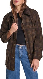 Levi's Plaid Wool Blend Barn Coat