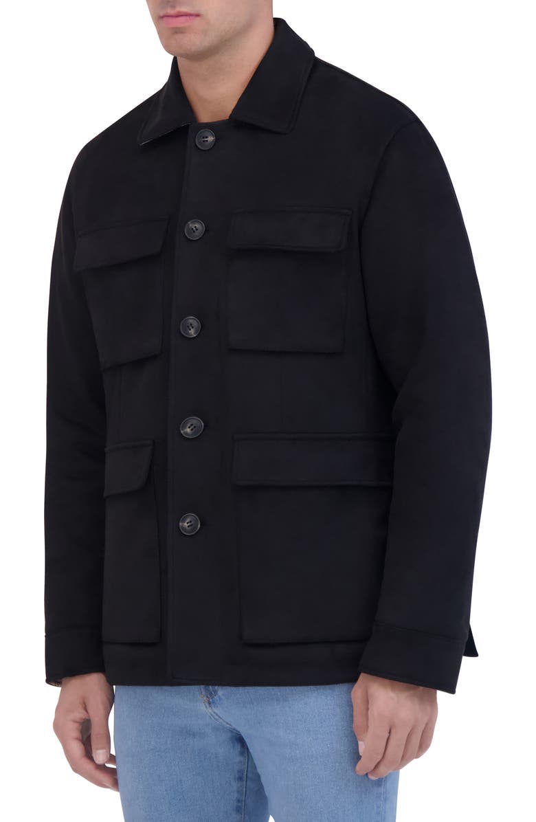 Robert Graham Faux Suede Safari Jacket, Alternate, color, Black