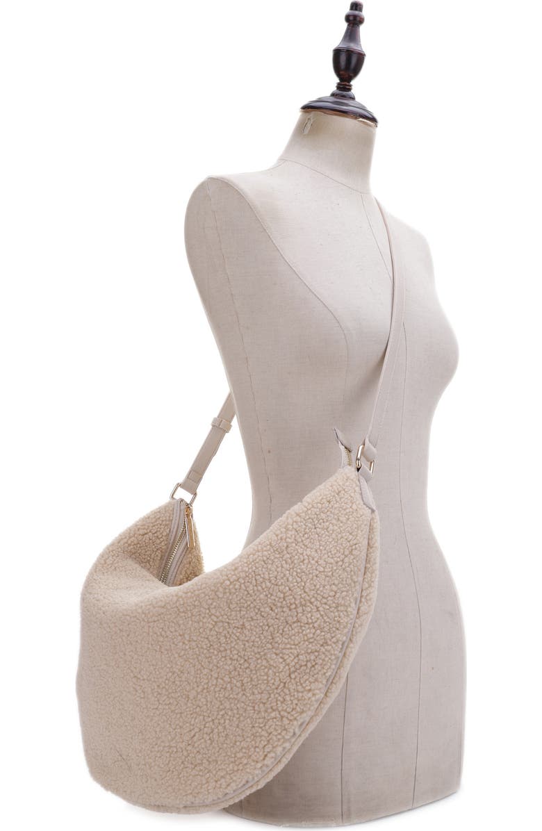 Mali + Lili Megan High Pile Fleece Crescent Bag, Alternate, color, Latte