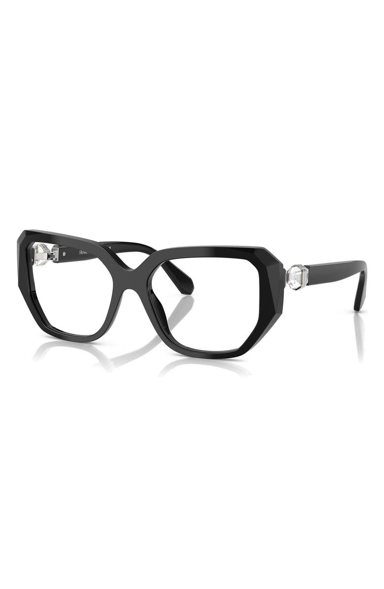 Swarovski 53mm Geometric Optical Glasses, Alternate, color, Black