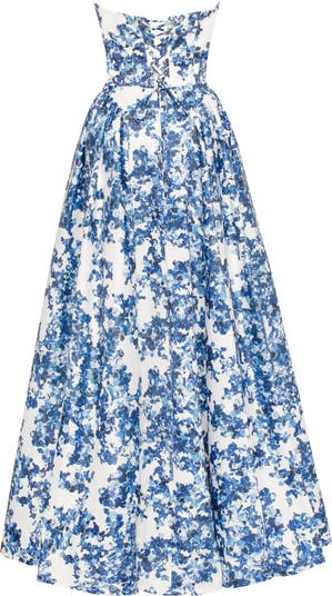 Ravishing Blue Hydrangea Corset Maxi Dress