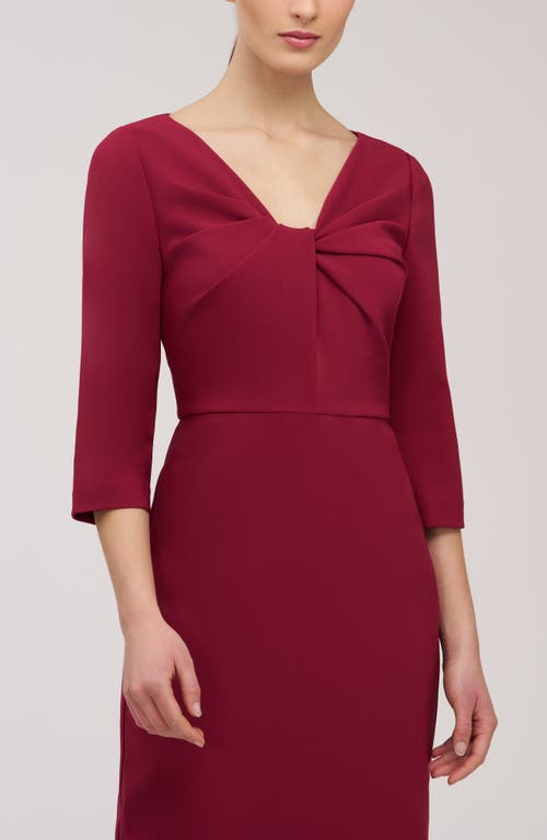 Kay Unger Farrah Twist Front Midi Cocktail Dress In Red