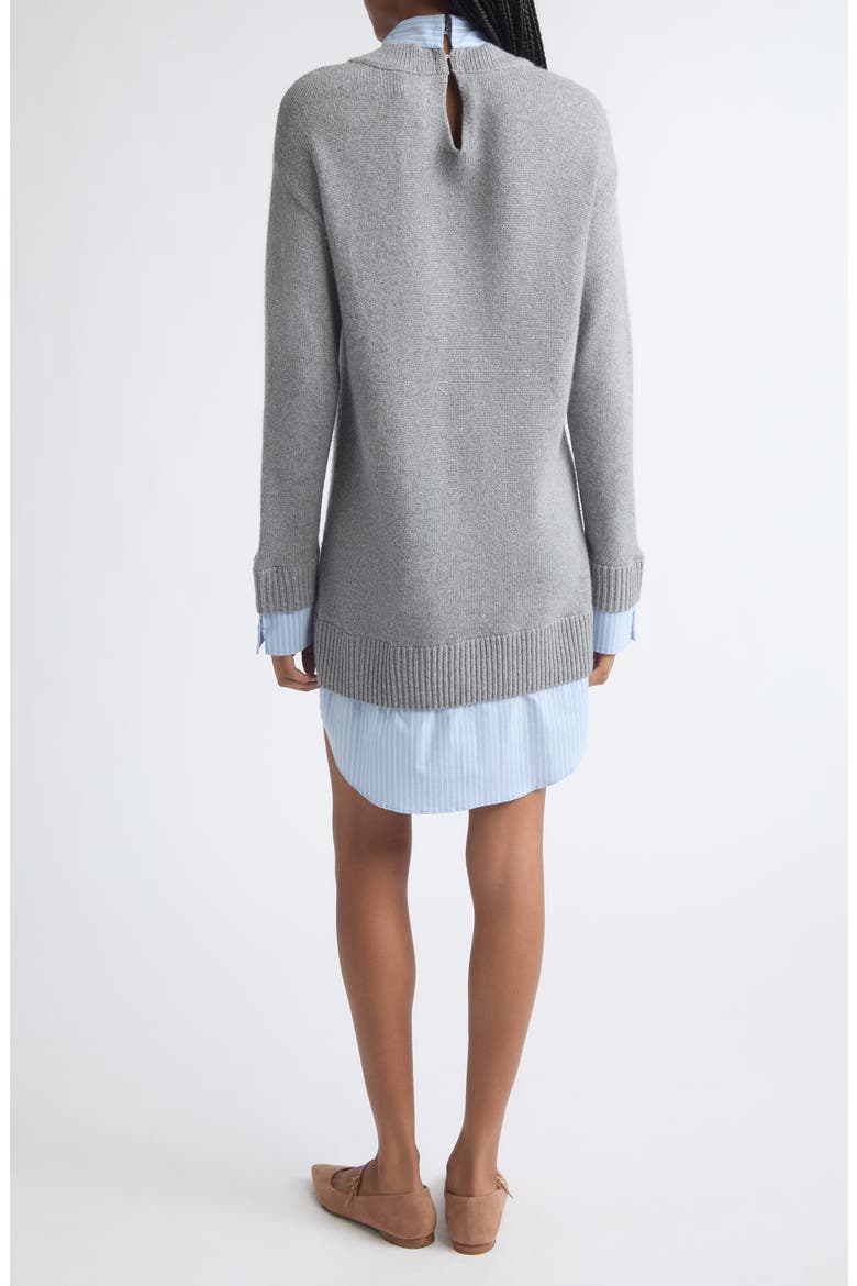 Santina Mixed Media Sweater, Alternate, color, HEATHER GREY/ BLUE MULTI