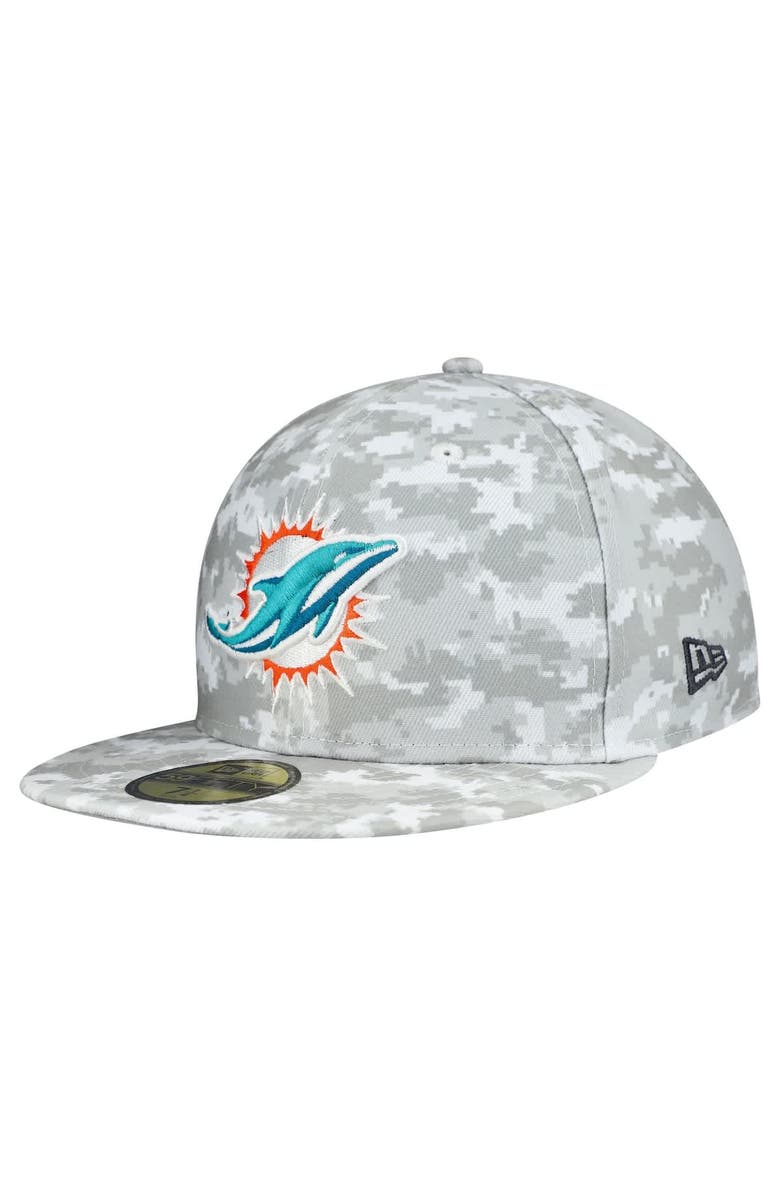 New Era Men
s New Era  White Miami Dolphins 2025 Salute to Service Fan Pack 59FIFTY Fitted Hat, Alternate, color, White