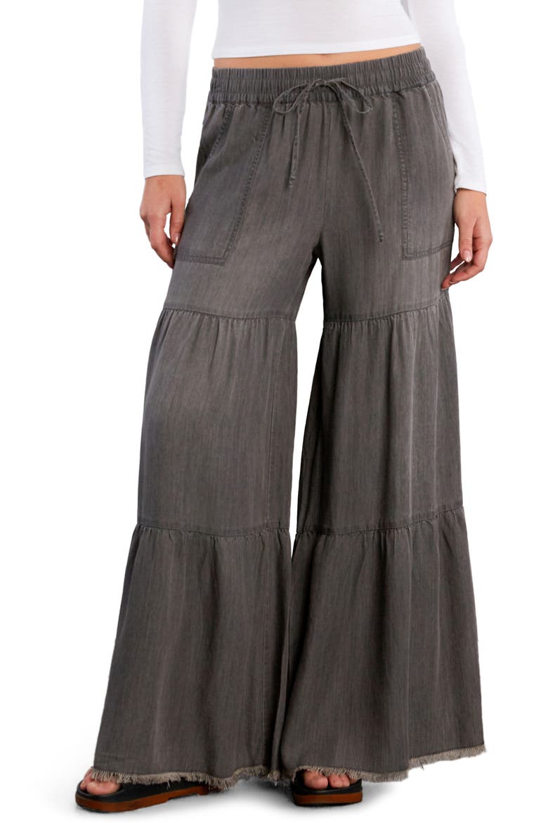 Fancy Cotton Blend Tiered Pants, Main, color, BEST GREY