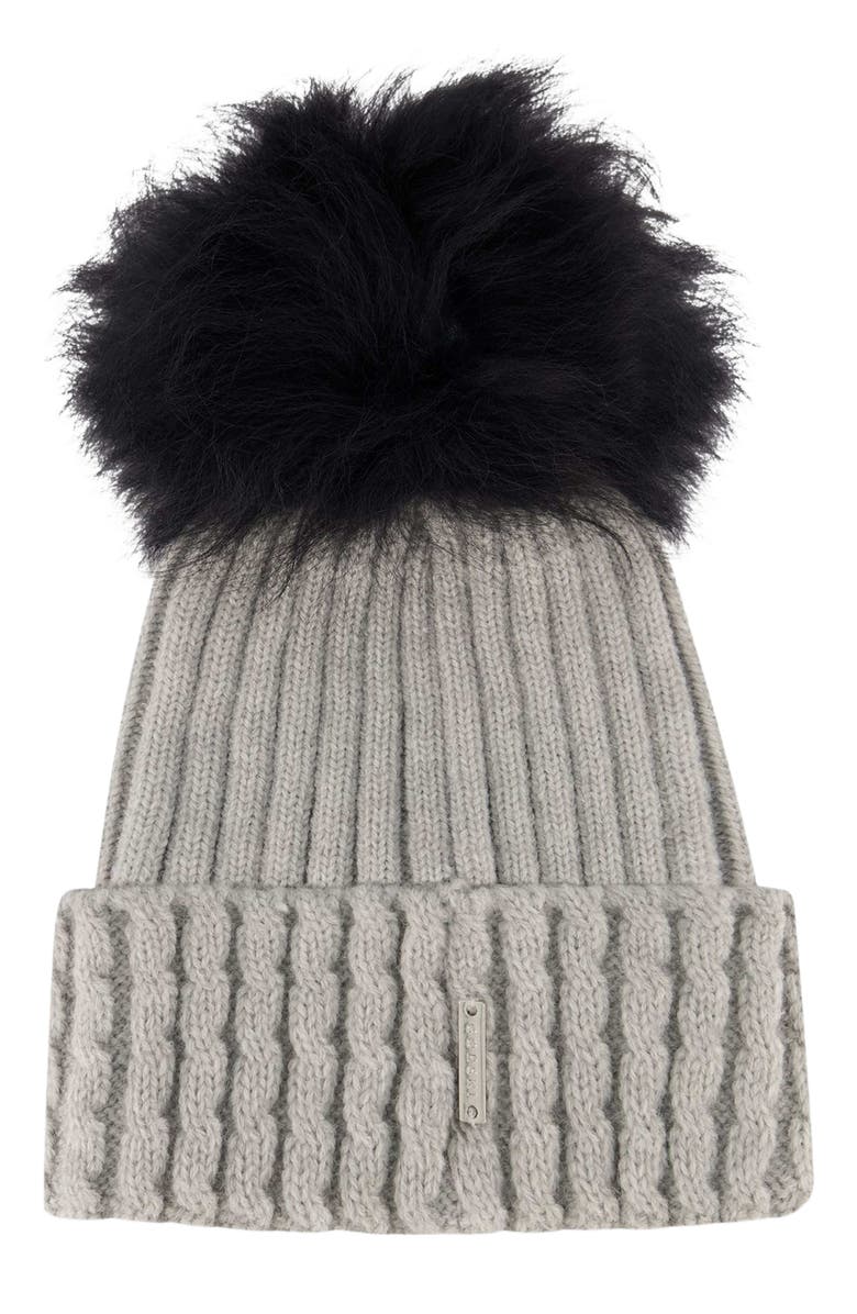 GORSKI Knit Hat With Pompom, Main, color, Light Gray/Black