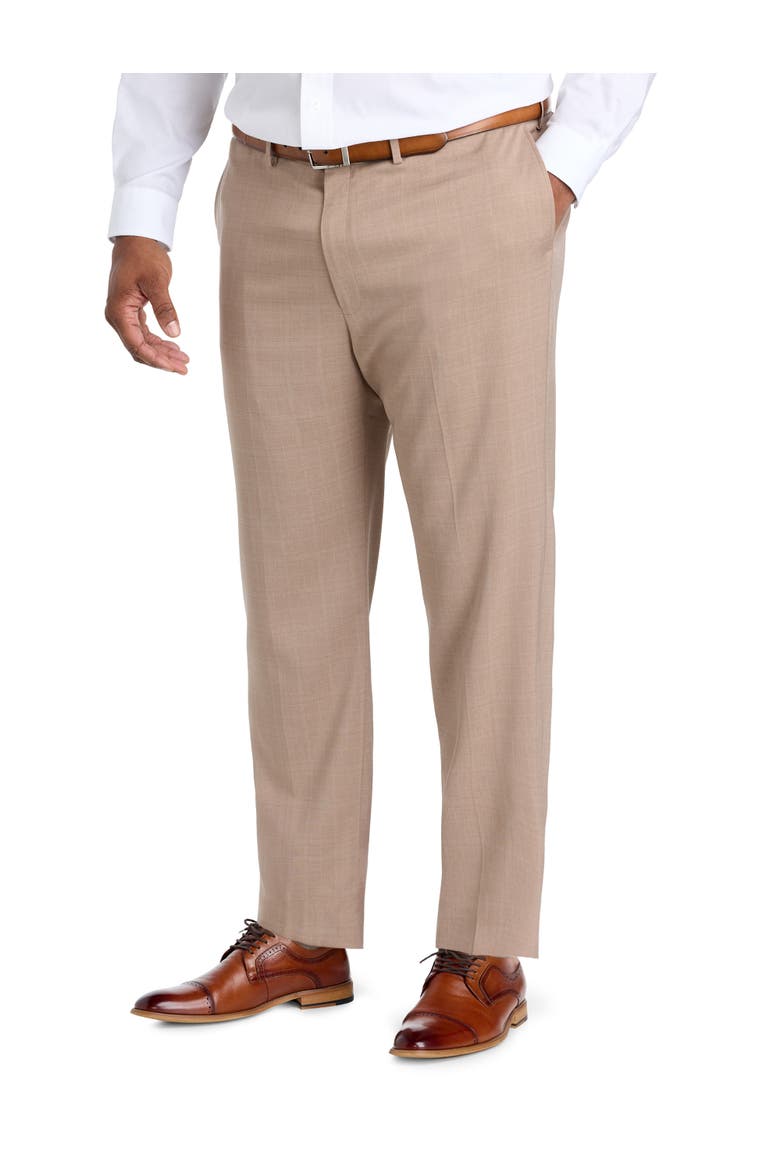 Big & Tall Tonal Plaid Smart Wash® Suit Pants, Main, color, TAN