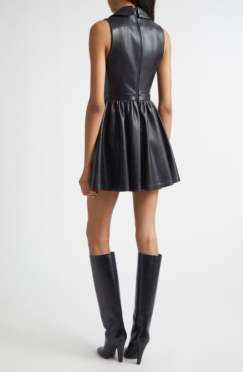 Alice + Olivia Emmy Faux Leather Sleeveless Dress, Alternate, color, Black