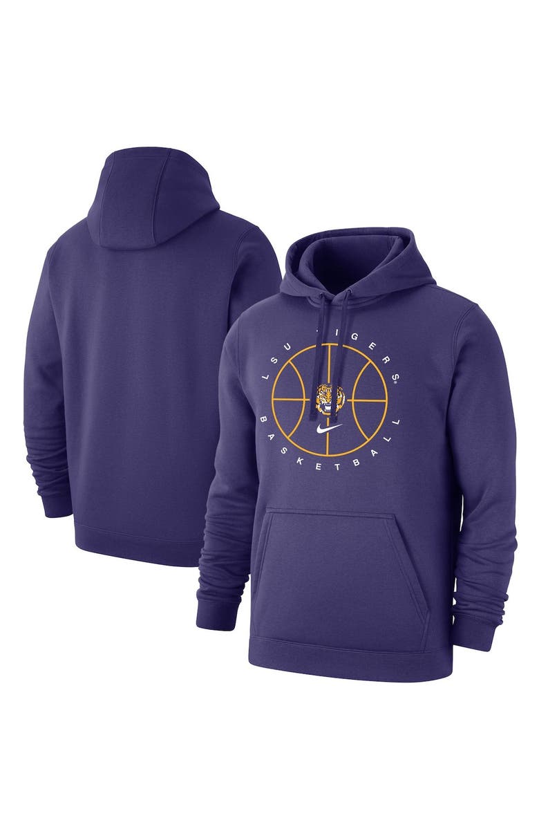 Nike Men's Nike Purple LSU Tigers Basketball Icon Club Fleece Pullover Hoodie, Main, color,