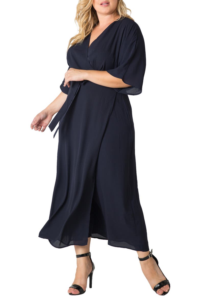 Short Sleeve Wrap Maxi Dress, Alternate, color, MIDNIGHT BLUE
