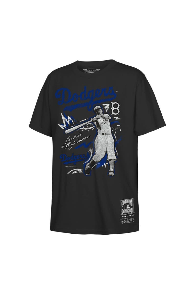 Mitchell & Ness Youth Mitchell & Ness Jackie Robinson Black Brooklyn Dodgers Chalked Up Player T-Shirt, Main, color, Black
