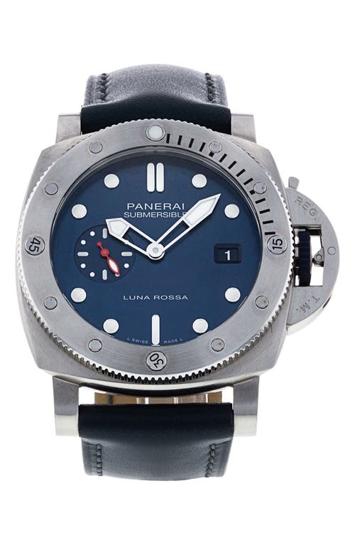 Watchfinder & Co. Panerai Preowned Submersible QuarantaQuattro Leather Strap Watch, 44mm in Blue at Nordstrom