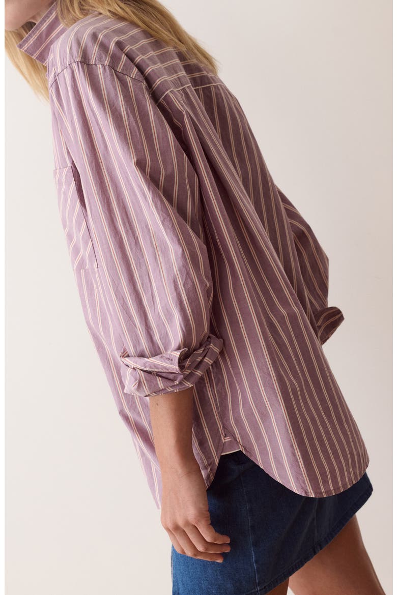 Jane Relaxed Pima Cotton Shirt, Alternate, color, PURPLE STRIPE