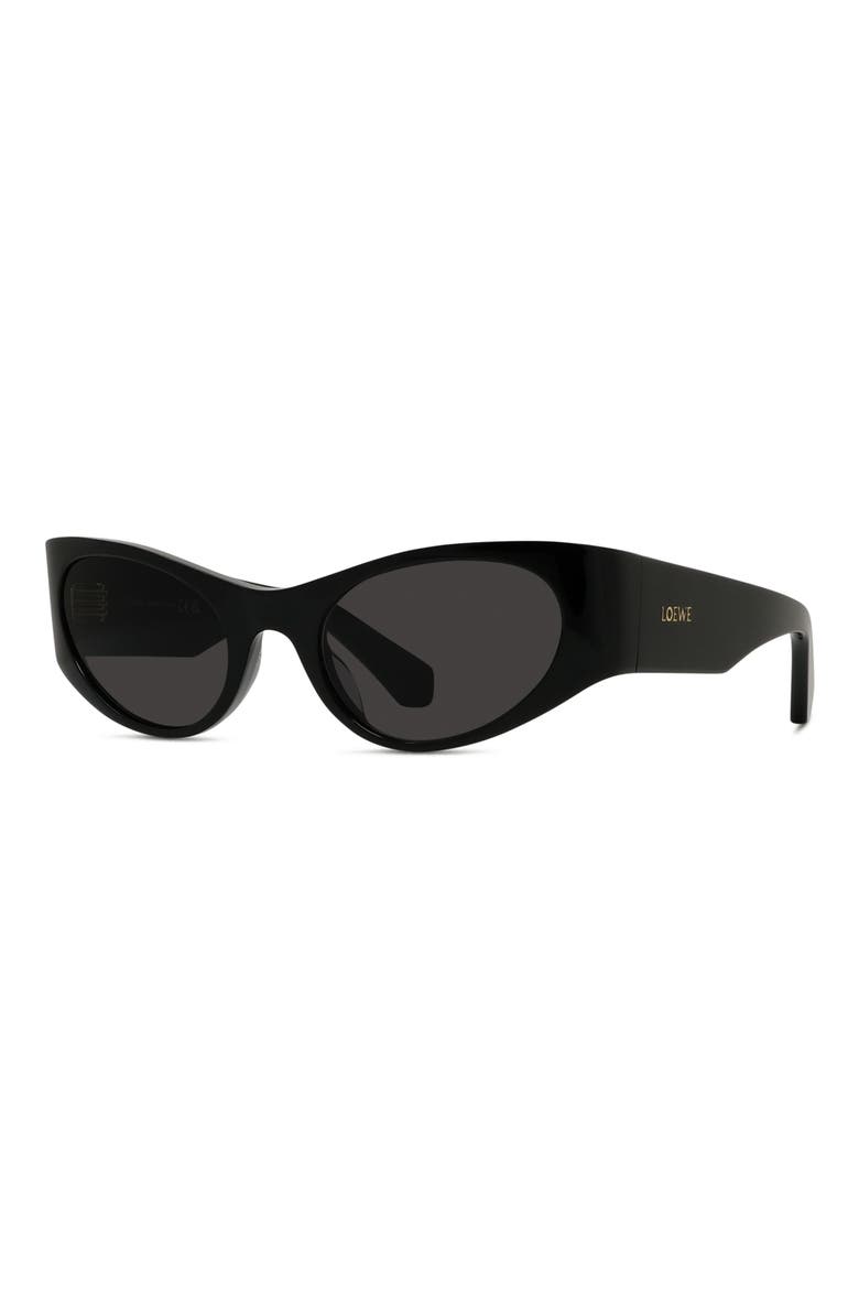 Signature 53mm Cat Eye Sunglasses, Alternate, color, SHINY BLACK / SMOKE